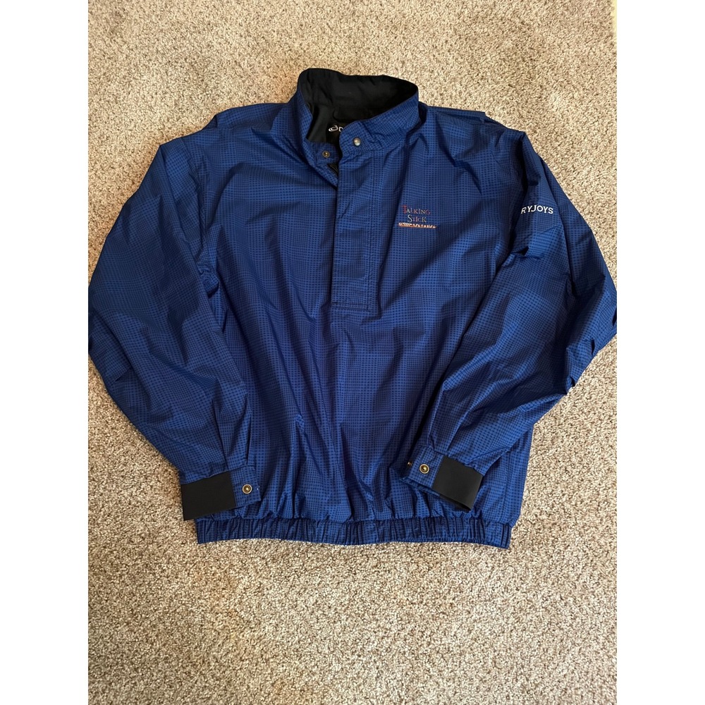 FootJoy Men DryJoys Golf Pullover Jacket Medium Blue Dot Talking Stick Golf Club